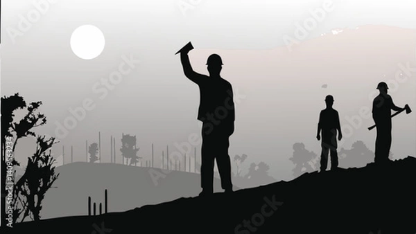 Obraz Mystical Gathering: Silhouettes at Day's Edge