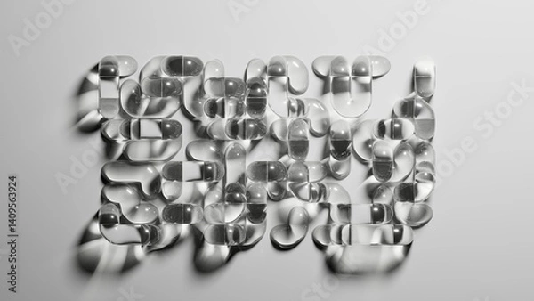 Fototapeta abstract geometric maze structure, glass tubes isolated on white background, 3d rendering