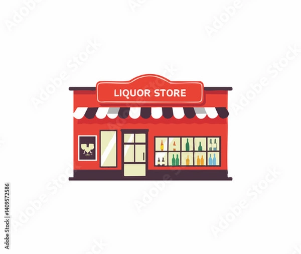 Obraz Liquor Store Building Facade Illustration. Vector Image