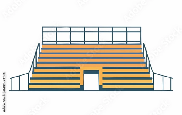Obraz Elevated Stadium Seating with Railings. Vector Image
