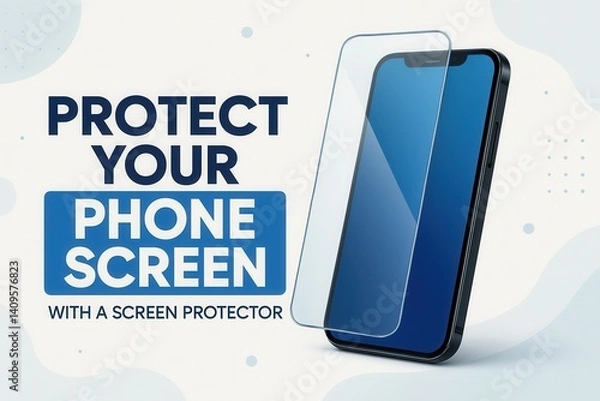Fototapeta Screen protector being applied to smartphone for enhanced protection