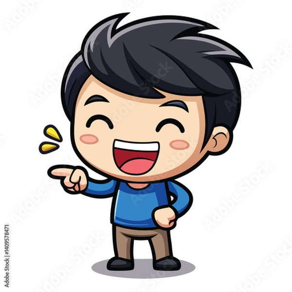 Fototapeta Cartoon character pointing, laughing