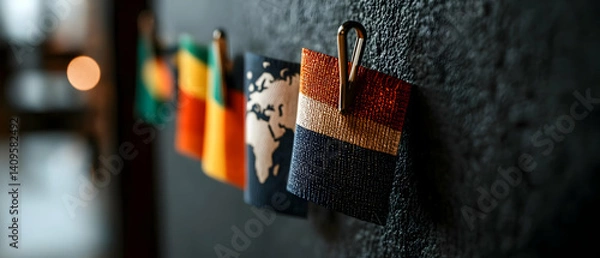 Fototapeta Small flags of various nations