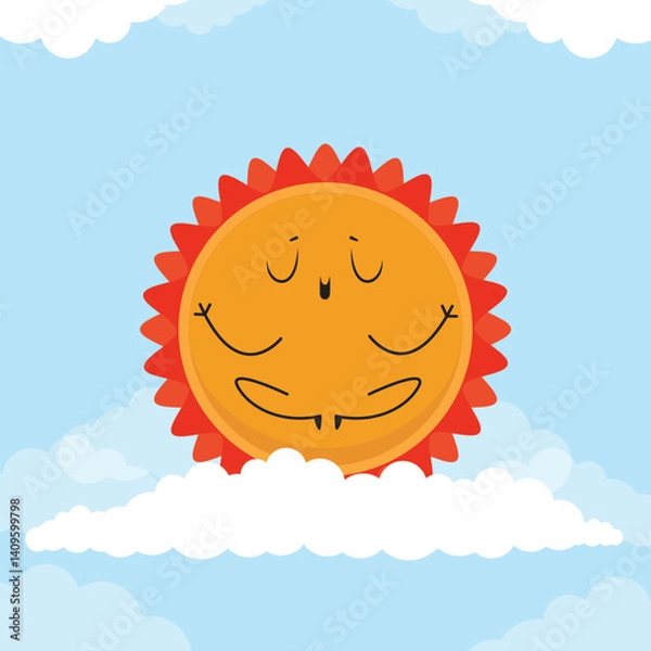Obraz Cute kids' sun design, sun meditation on a clean background.