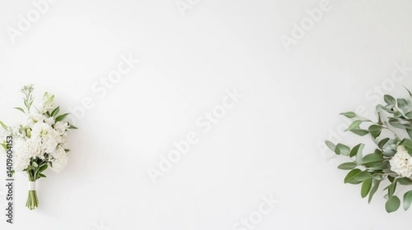 Obraz Elegant white floral arrangements on a plain white background