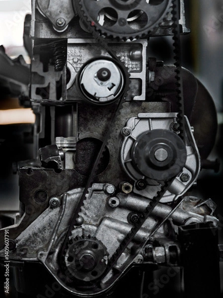 Obraz Old engine close up at the shop