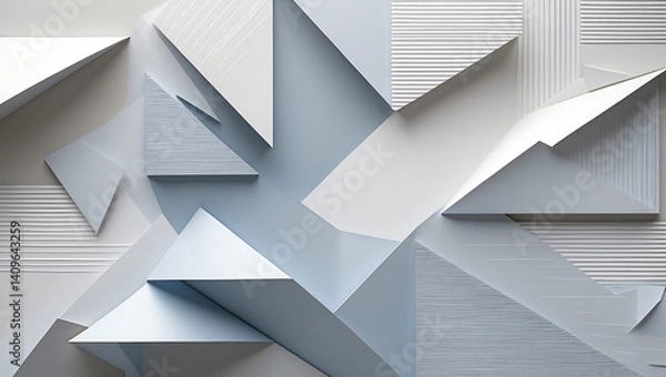 Fototapeta Abstract Geometric Paper Texture This image features layered paper shapes creating a dynamic visual suitable for web and print design