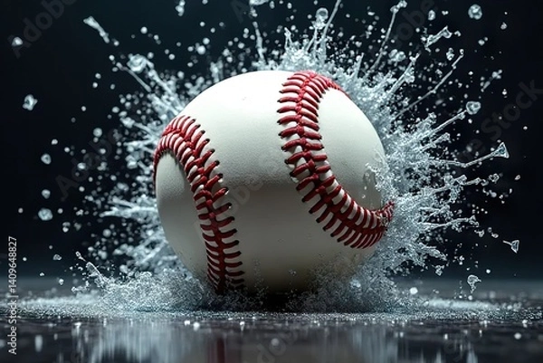 Fototapeta Baseball splash action sports field dynamic photography high-speed environment close-up view motion concept