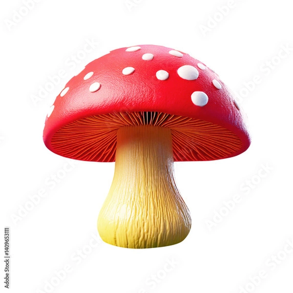 Fototapeta 3d play doh modelling clay render of fly agaric mushroom isolated on white background