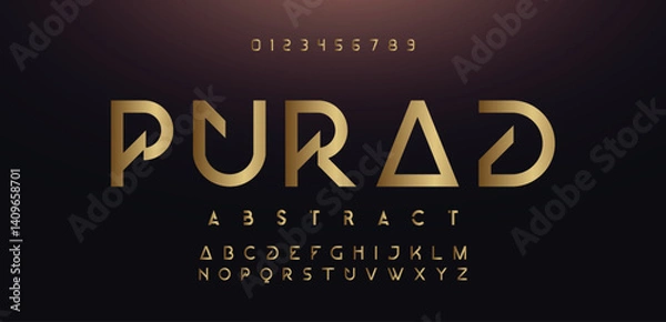 Fototapeta Design Modern abstract digital alphabet font. Minimal technology typography, Creative urban sport fashion futuristic font and with numbers. vector illustration.