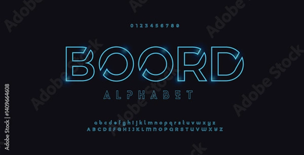 Fototapeta Creative Outline Double line monogram alphabet and tech fonts. Lines font regular uppercase and lowercase. Vector illustration.