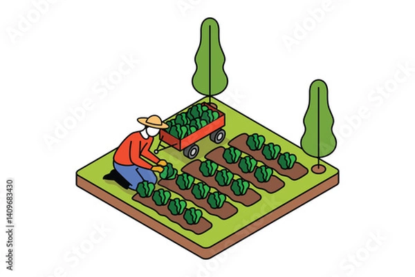 Fototapeta Farming Isometric Illustration