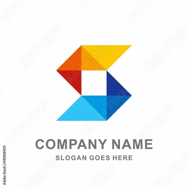 Obraz Monogram Letter S Geometric Infinity Triangle Square Pixel Motif Pattern Origami Business Company Stock Vector Logo Design Template 