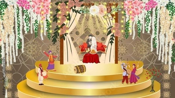 Obraz beautiful indian wedding decor stage