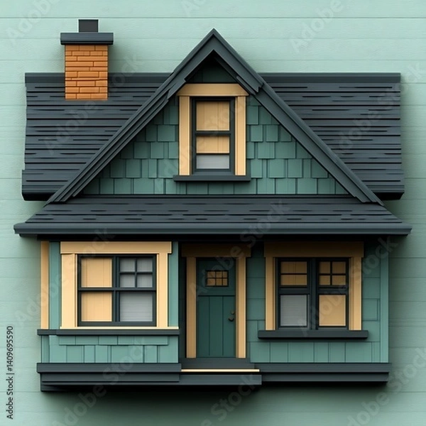 Fototapeta A detailed illustration showing a colorful model of a small house