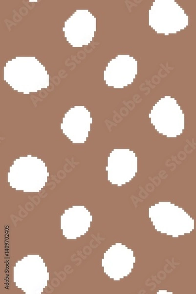 Obraz Seamless chocolate background with white polka dots of irregular shape, for design, mosaic, kaleidoscope, embroidery and knitting, pixel graphics.
