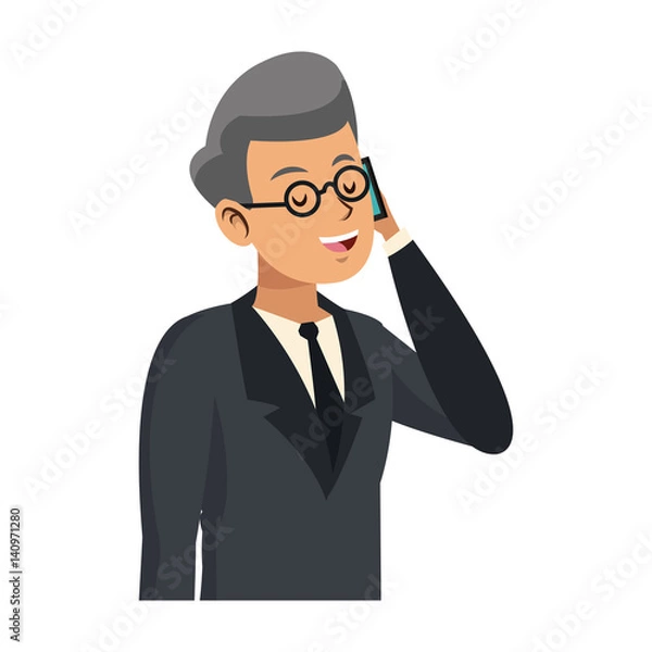 Fototapeta businessman cartoon icon over white background. colorful design. vector illustration