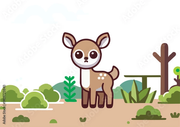 Obraz Cute Fawn in the Forest.eps