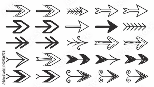 Fototapeta Diverse Collection of 25 Unique Arrow Designs for Creative and Directional Projects