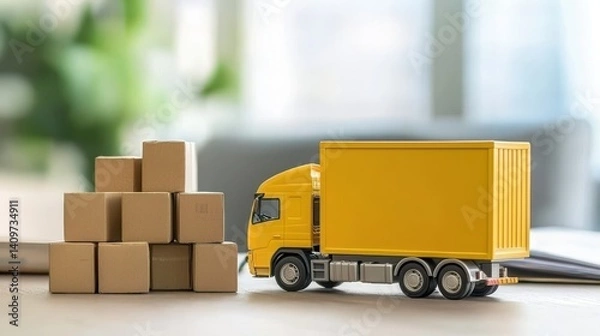 Fototapeta Logistics operation illustration urban setting digital art modern environment aerial view gigapixel standard