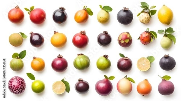 Fototapeta Colorful Exotic Fruits Flatlay. (4)