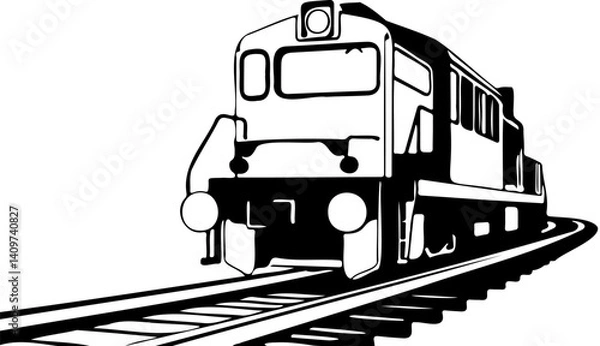 Fototapeta A train engine standing on a railroad track