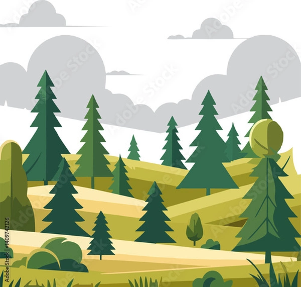 Obraz Rolling Hills and Pine Trees.eps