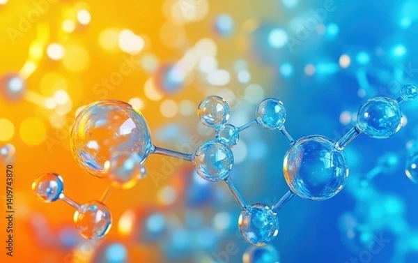 Fototapeta futuristic abstract molecular structure background for science and healthcare