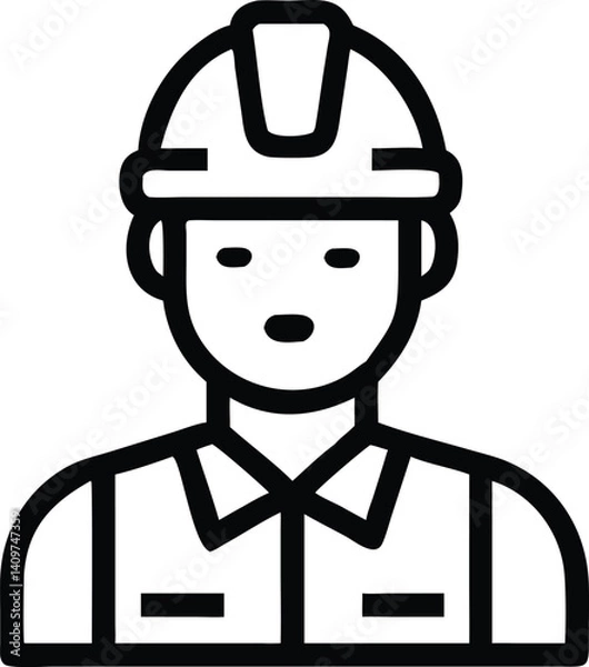 Fototapeta worker bold line vector icon on white background