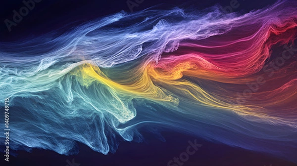 Obraz Dynamic Vortex: Visualizing Nature's High-Altitude Air Currents with Colorful Jet Stream Swirls and Patterns