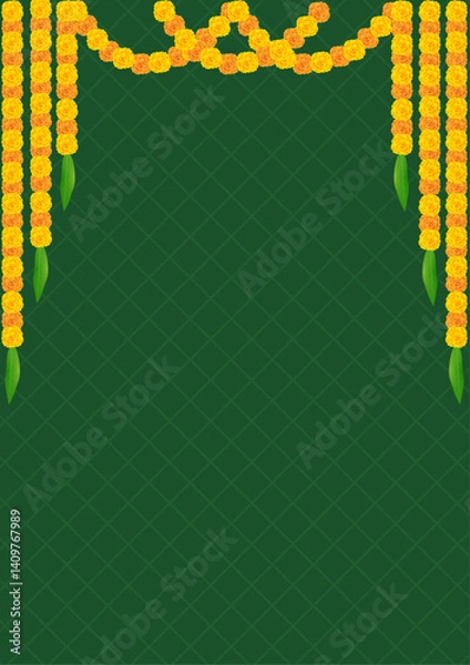 Obraz Marigold garland border with a5 invitation  template