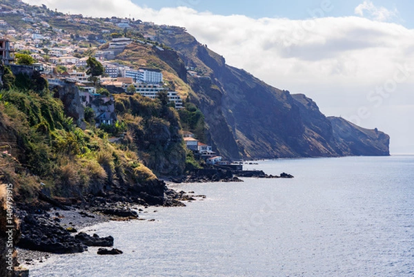 Fototapeta View from Socorro Viewpoint in Funchal city, capital of Madeira Island, Portugal
