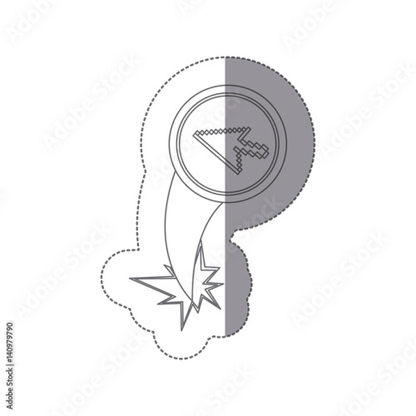 Obraz sticker silhouette circular frame with pixelated cursor arrow ejection flying vector illustration