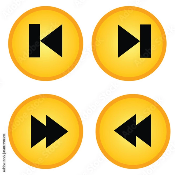 Fototapeta play buttons left, right, up and down icon.