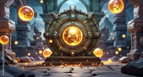Obraz magical relic vault glowing orbs 3d render scene video game concept background illustration digital artwork