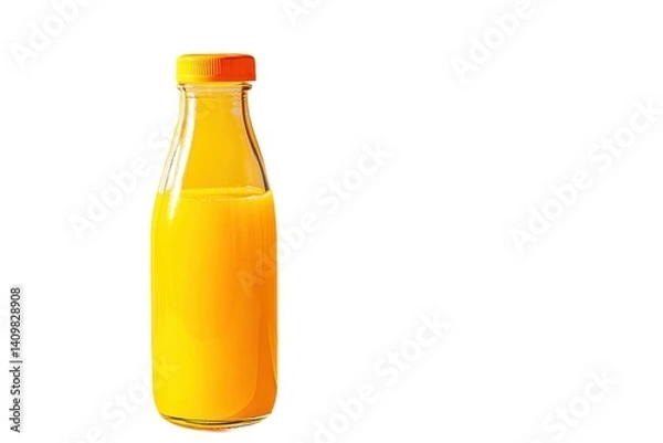 Fototapeta Juice bottle with orange cap on white background csvgen