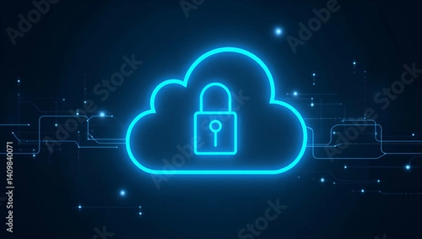 Fototapeta High-Quality Visuals of Cloud Data Protection: Secure Encryption & Robust Backup Systems Safeguarding Critical Digital Assets in Modern IT Environments - Photo Stock Concept with Empty Space