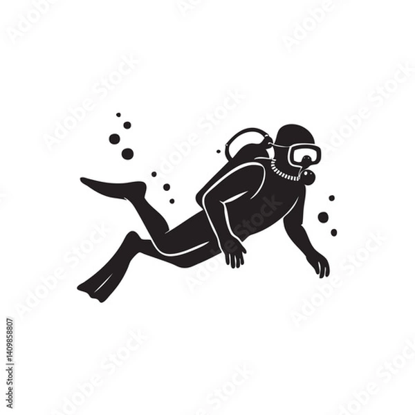 Fototapeta vector illustration of a scuba diving