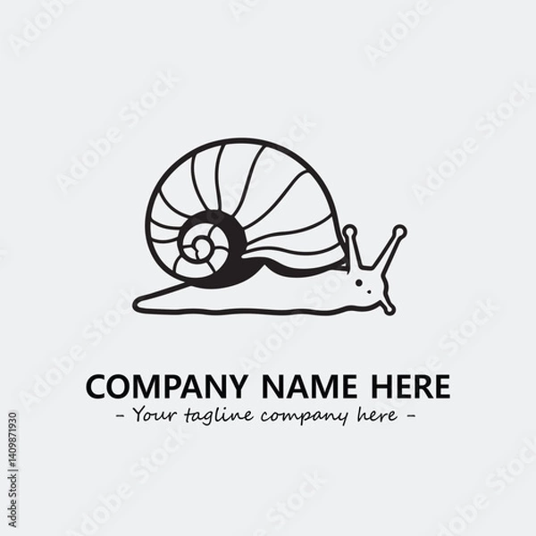 Fototapeta Snail illustration black and white for logo company vector image
