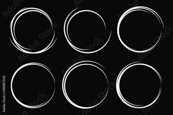 Fototapeta Scribble hand draw circles collection. Highlight hand drawn oval frames, arrows, lines. Hand drawn circle and arrow line for highlighting text