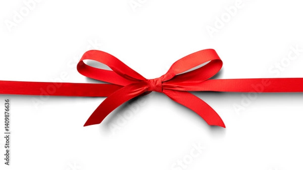 Fototapeta red bow isolated on white background, alpha channel included