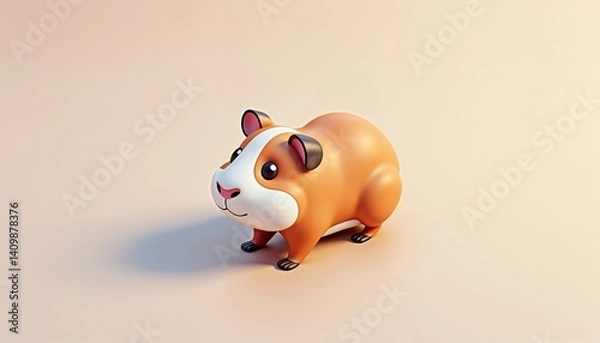 Obraz Cute cartoon guinea pig standing on soft pastel background