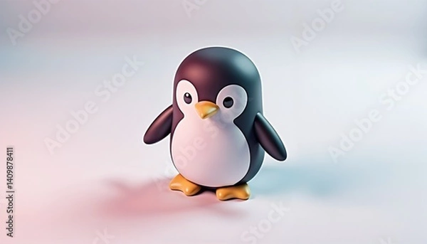 Obraz Cute stylized penguin in soft lighting on gradient background