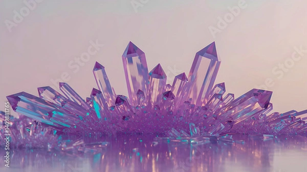 Fototapeta Stunning cluster of vibrant purple crystals with reflective surface