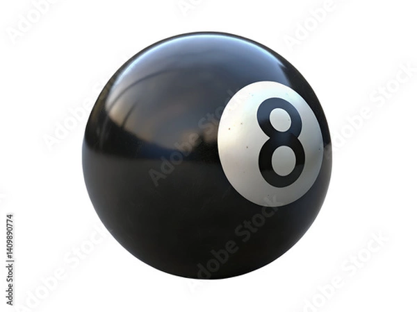 Fototapeta 3D Render of Black 8-Ball, 3D Illustration, 3D Rendering, 3D Icon