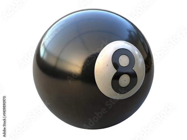 Fototapeta 3D Render of Black 8-Ball, 3D Illustration, 3D Rendering, 3D Icon
