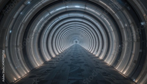 Fototapeta Exploring a futuristic tunnel structure digital environment architectural photography sci-fi concept symmetrical perspective