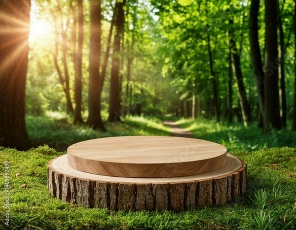 Fototapeta A natural scene among trees is an eco—friendly and creative way to attract the audience's attention.