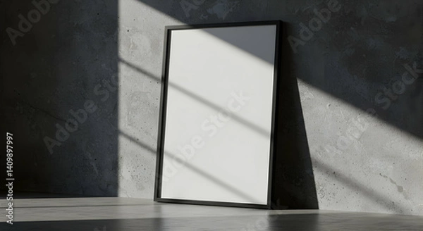 Fototapeta Empty Black Frame On Concrete Wall