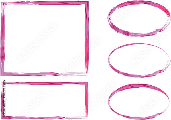 Fototapeta abstract scribble style frames pink colorful borders set